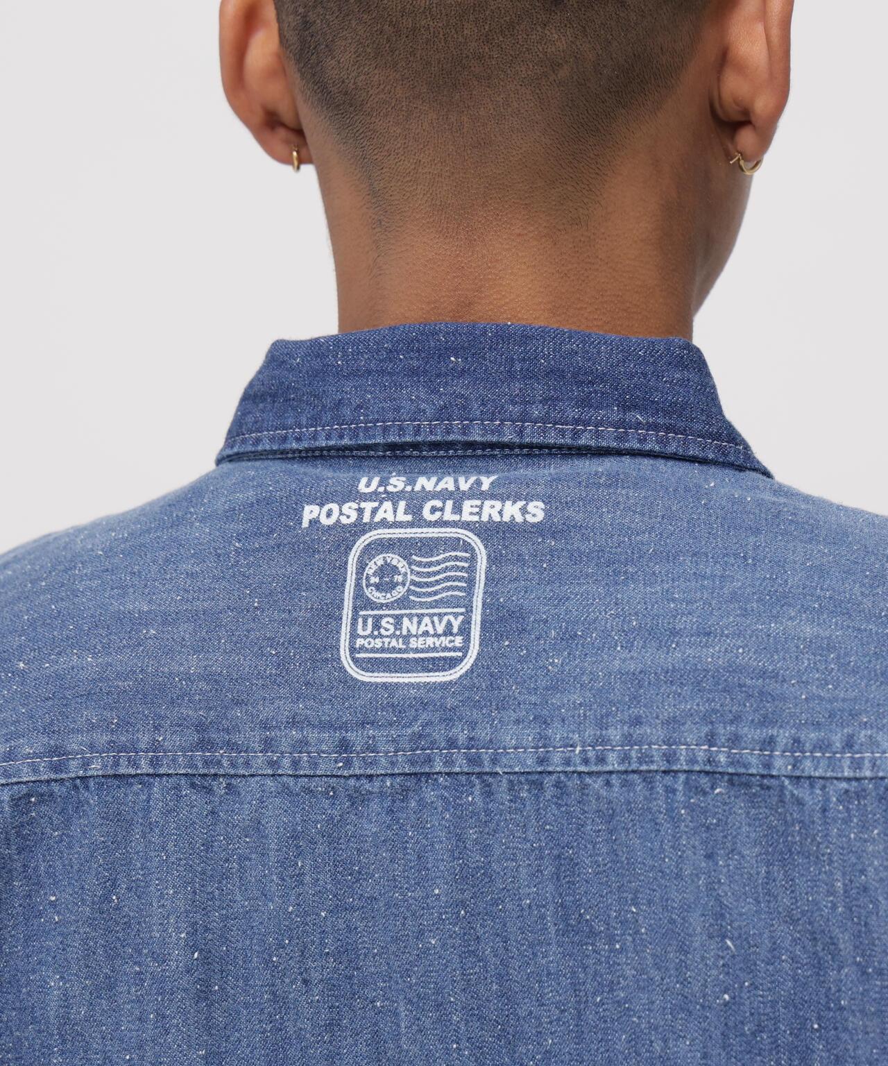 AVIREX × UNIVERSAL OVERALL NAVY POSTAL HALF ZIP SHIRT 半拉鍊襯衫