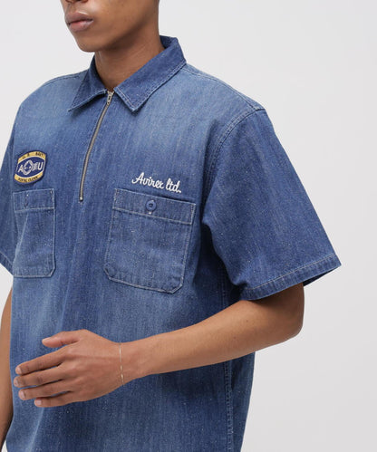 AVIREX × UNIVERSAL OVERALL NAVY POSTAL HALF ZIP SHIRT 半拉鍊襯衫