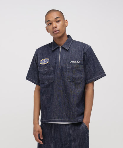 AVIREX × UNIVERSAL OVERALL NAVY POSTAL HALF ZIP SHIRT 半拉鍊襯衫