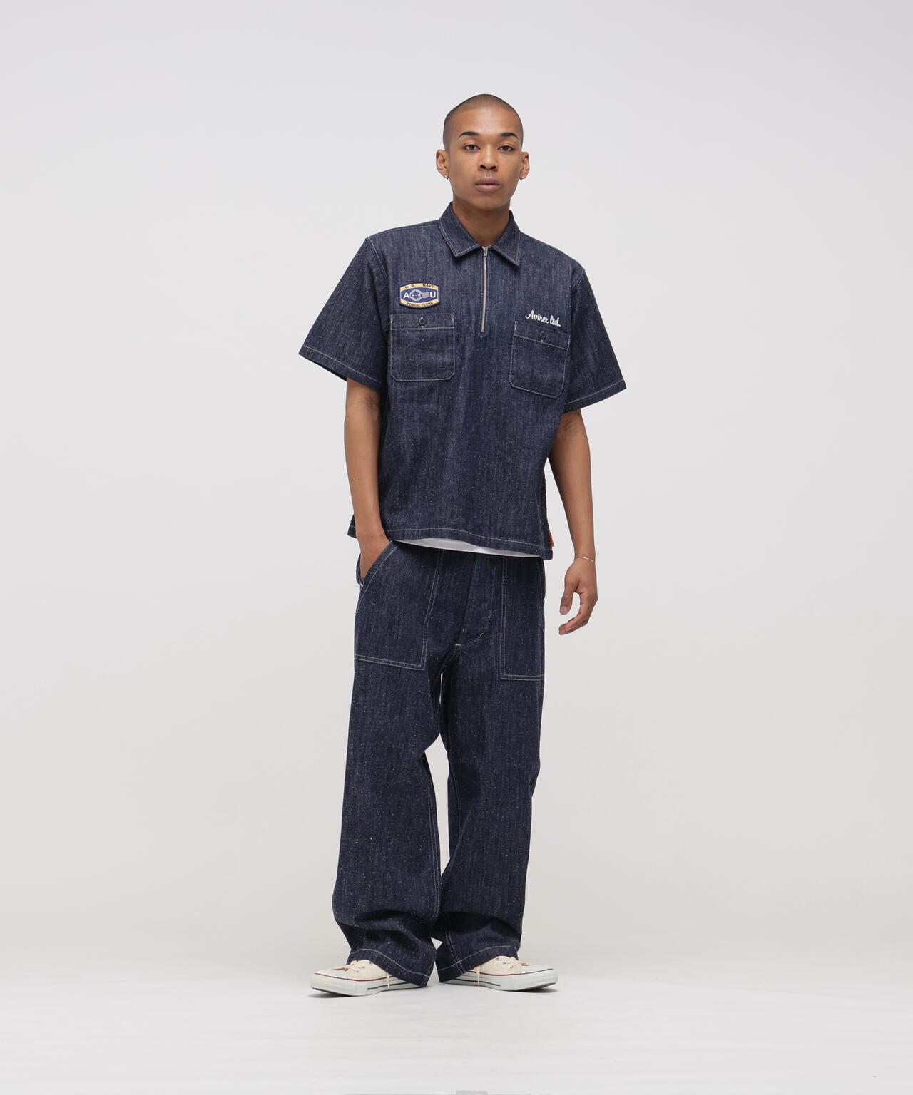 AVIREX × UNIVERSAL OVERALL NAVY POSTAL HALF ZIP SHIRT 半拉鍊襯衫
