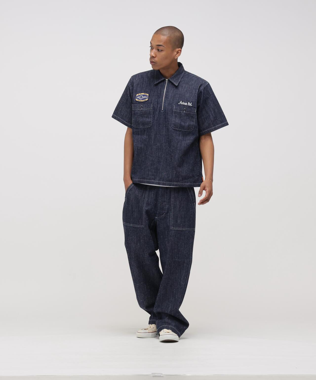 NAVY POSTAL DENIM PANTS 牛仔褲