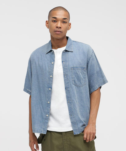 WIND THROUGH DENIM S/S SHIRTS 牛仔短袖襯衫