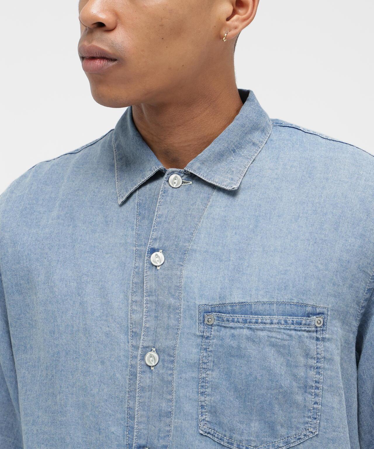 WIND THROUGH DENIM S/S SHIRTS 牛仔短袖襯衫