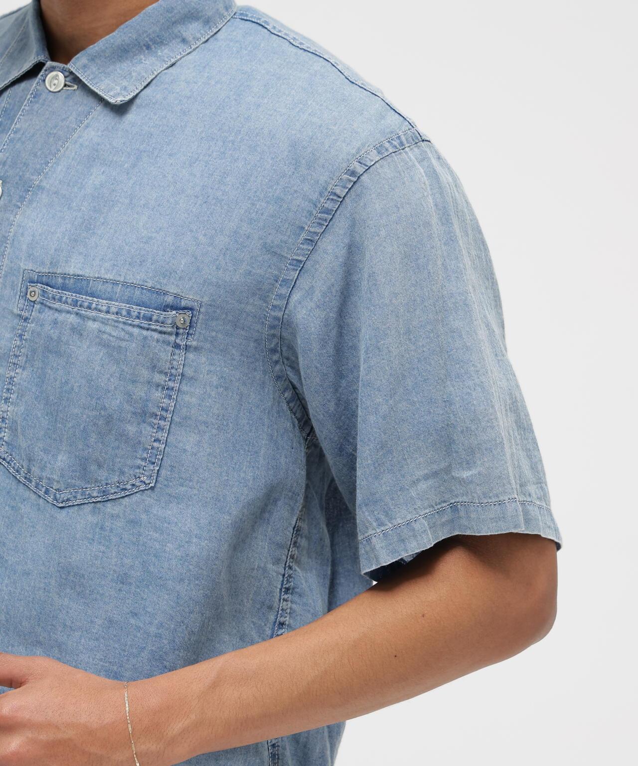WIND THROUGH DENIM S/S SHIRTS 牛仔短袖襯衫