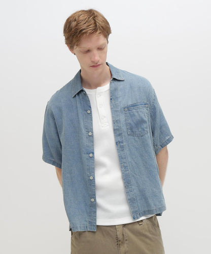 WIND THROUGH DENIM S/S SHIRTS 牛仔短袖襯衫