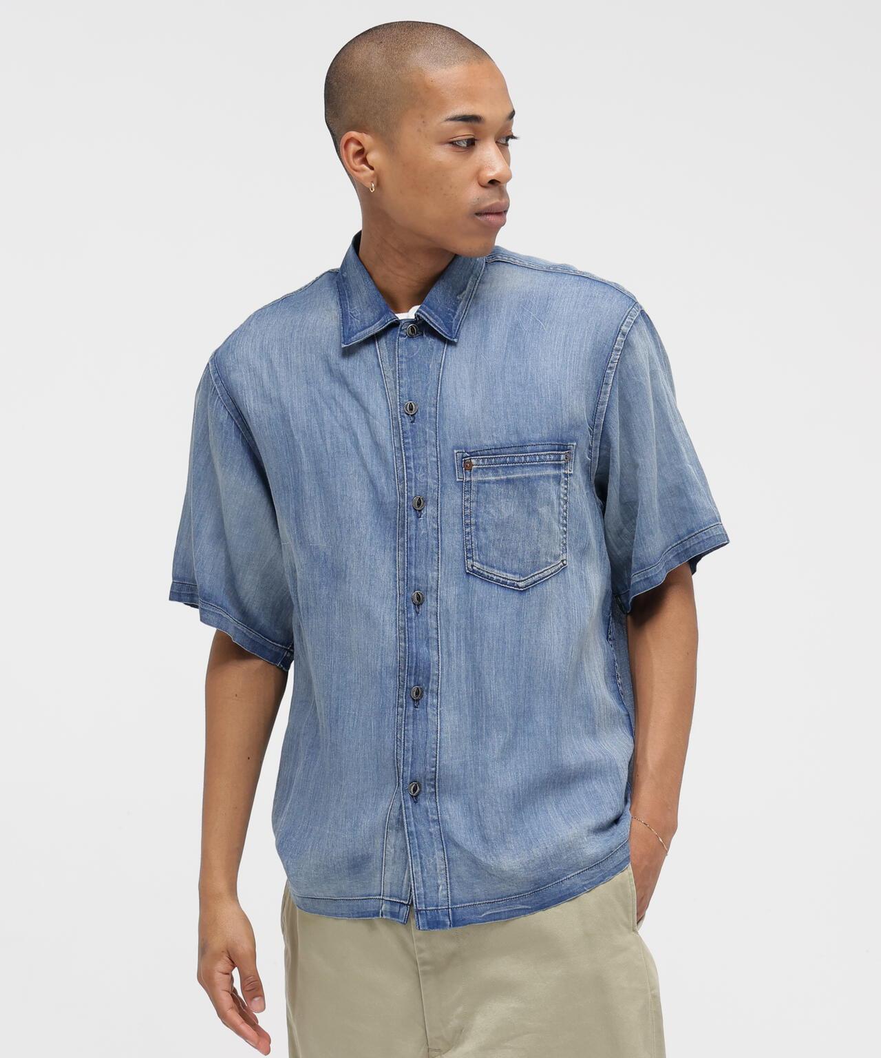 WIND THROUGH DENIM S/S SHIRTS 牛仔短袖襯衫