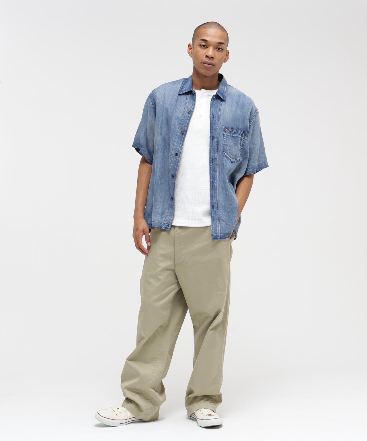 WIND THROUGH DENIM S/S SHIRTS 牛仔短袖襯衫