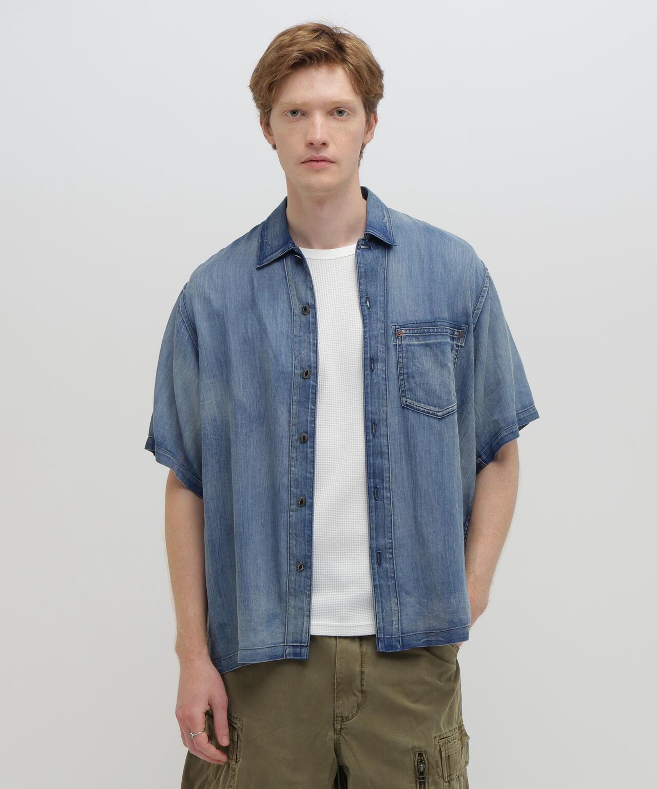 WIND THROUGH DENIM S/S SHIRTS 牛仔短袖襯衫
