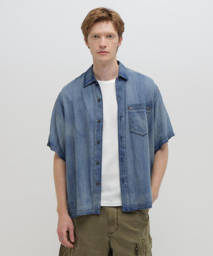 WIND THROUGH DENIM S/S SHIRTS 牛仔短袖襯衫