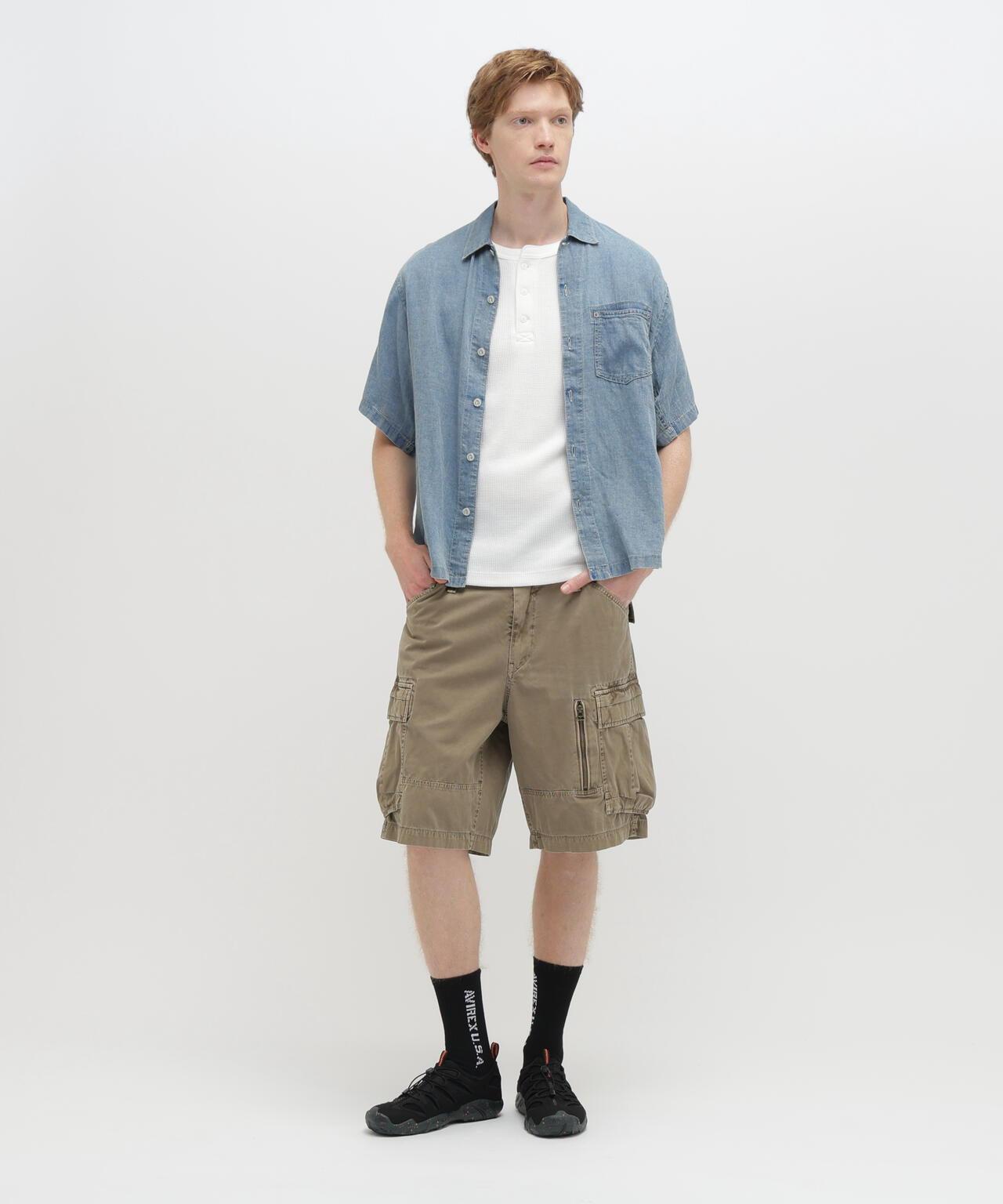 WIND THROUGH DENIM S/S SHIRTS 牛仔短袖襯衫