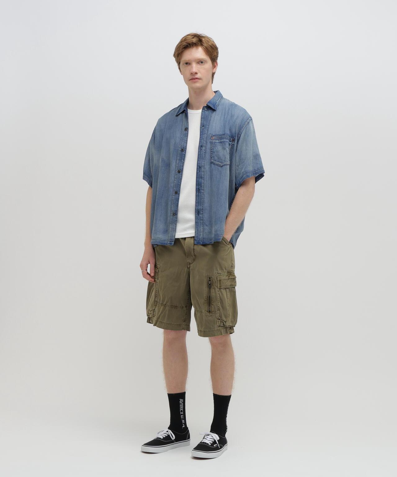 WIND THROUGH DENIM S/S SHIRTS 牛仔短袖襯衫