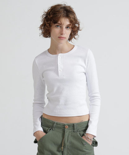 長袖 Henley領 T恤 DAILY/WOMAN L/S HENLEY NECK T-SHIRT