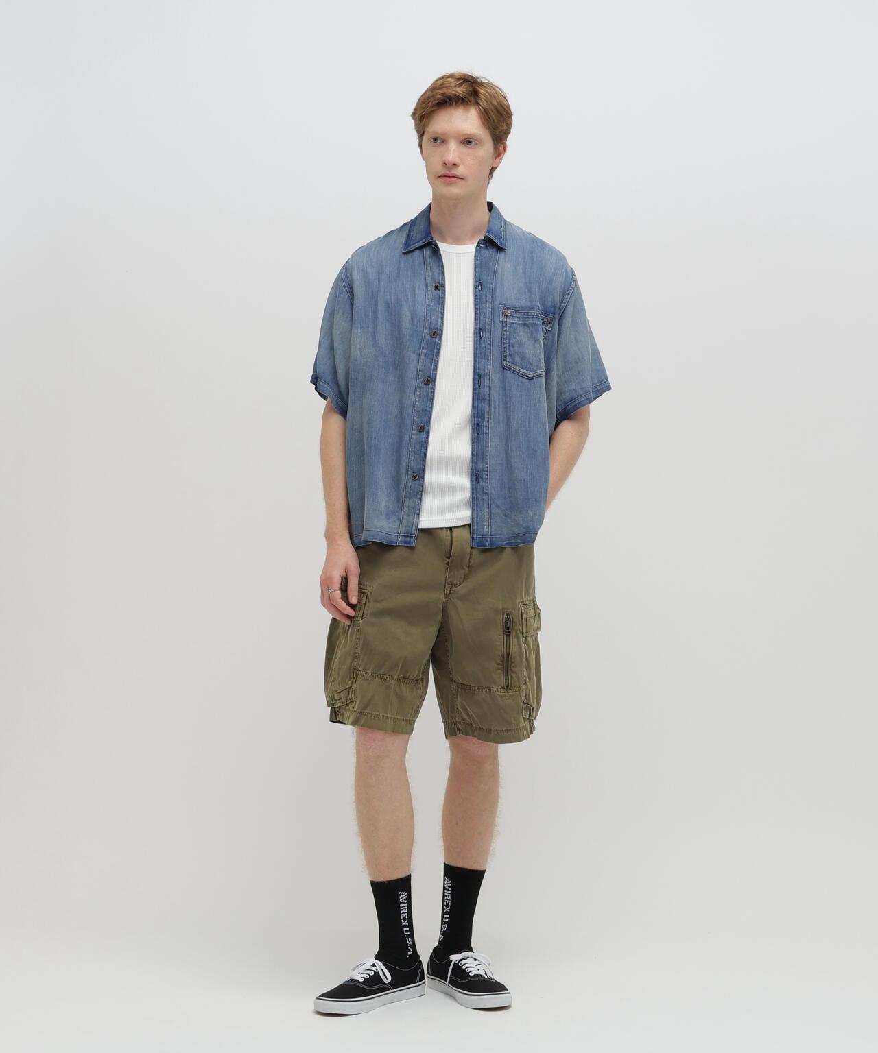 WIND THROUGH DENIM S/S SHIRTS 牛仔短袖襯衫