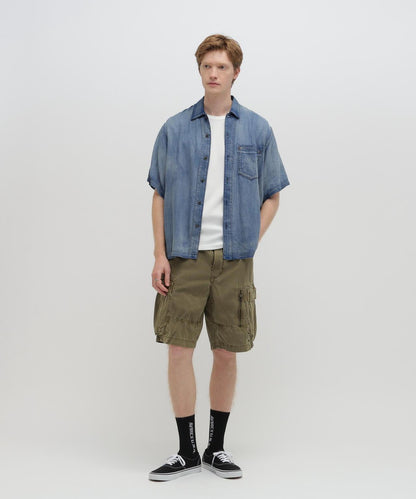 WIND THROUGH DENIM S/S SHIRTS 牛仔短袖襯衫