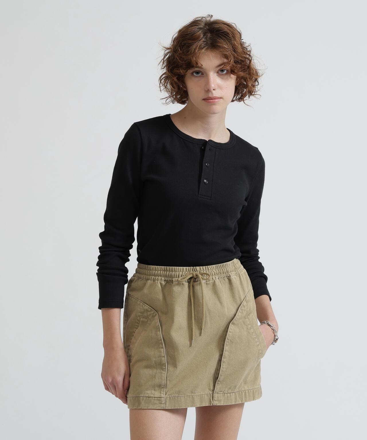 長袖 Henley領 T恤 DAILY/WOMAN L/S HENLEY NECK T-SHIRT