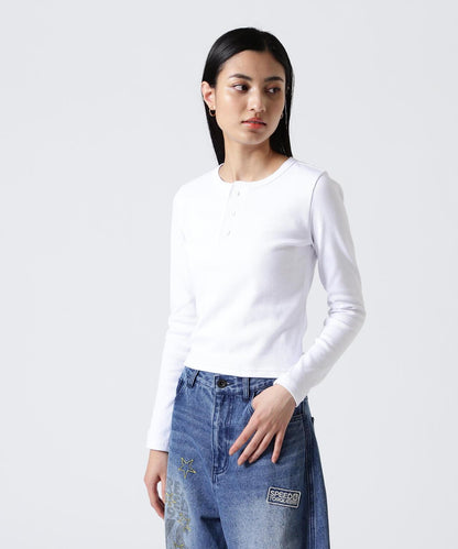 長袖 Henley領 T恤 DAILY/WOMAN L/S HENLEY NECK T-SHIRT