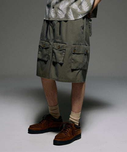 B omnivore/ビーオムニボー PIGMENT WIND CLOTH W CARGO SHORTS 工裝短褲