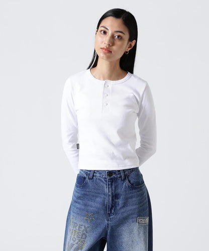 長袖 Henley領 T恤 DAILY/WOMAN L/S HENLEY NECK T-SHIRT