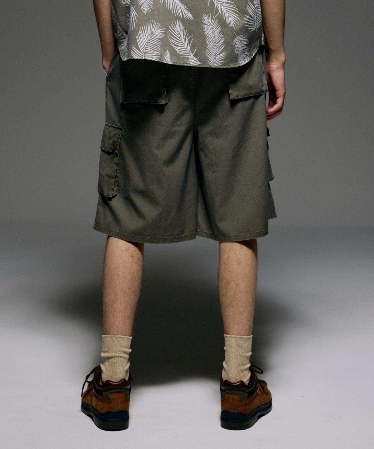 B omnivore/ビーオムニボー PIGMENT WIND CLOTH W CARGO SHORTS 工裝短褲