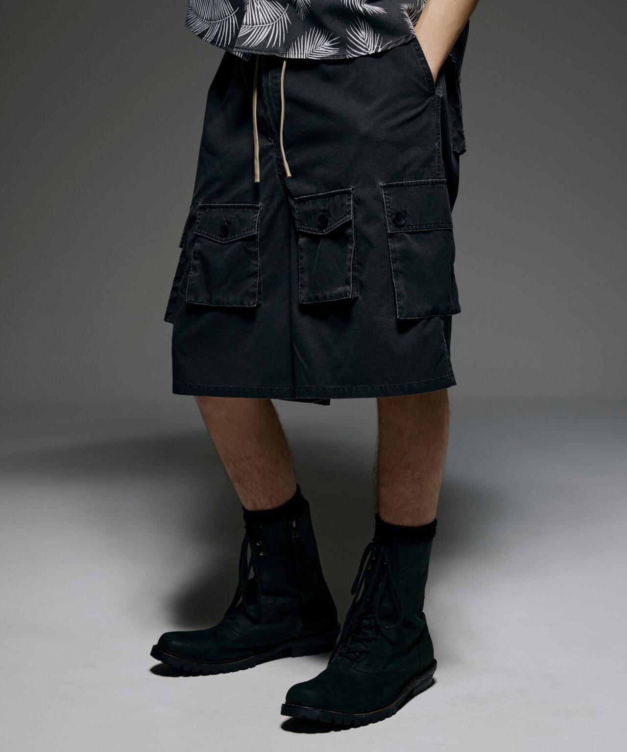 B omnivore/ビーオムニボー PIGMENT WIND CLOTH W CARGO SHORTS 工裝短褲