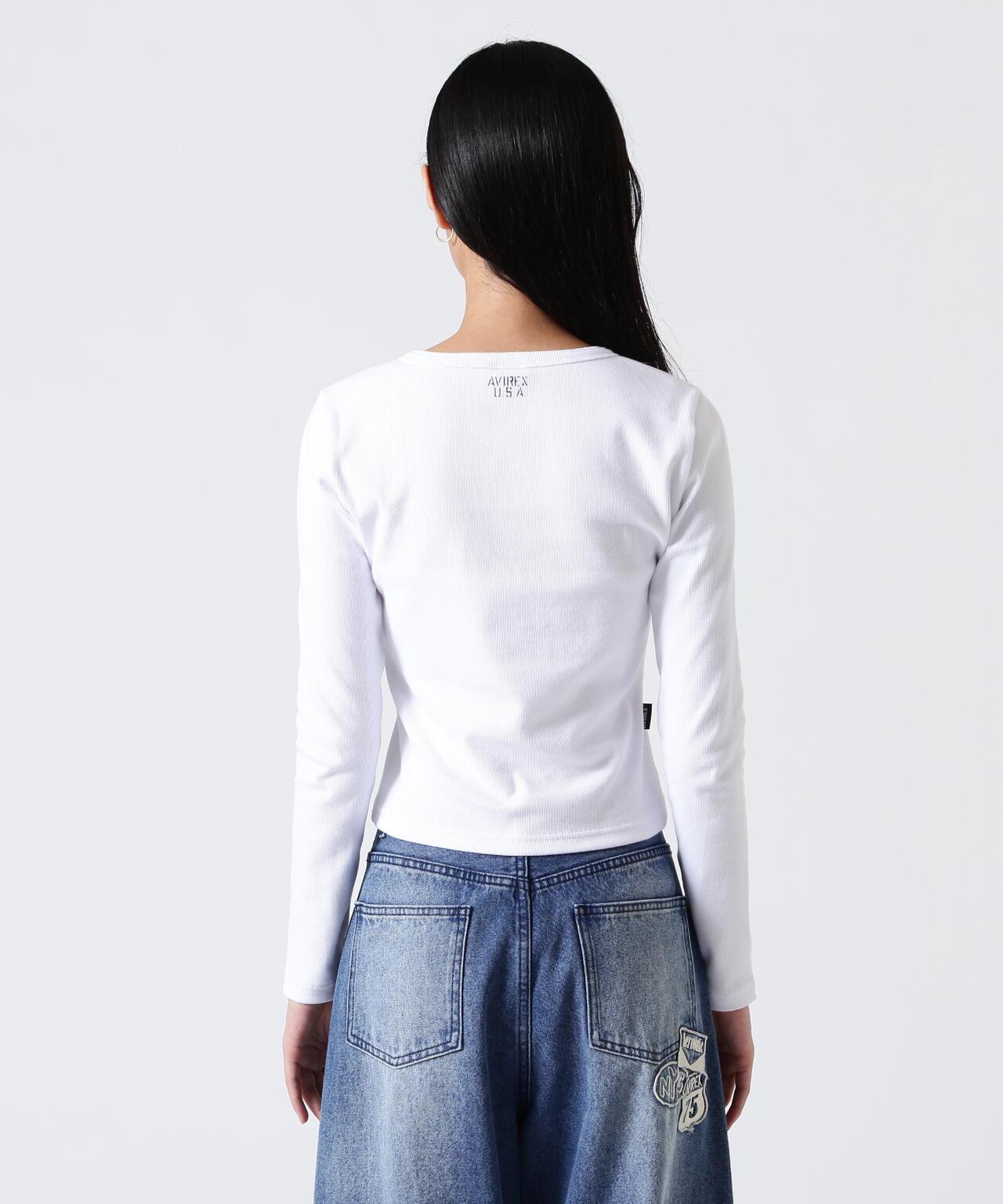 長袖 Henley領 T恤 DAILY/WOMAN L/S HENLEY NECK T-SHIRT