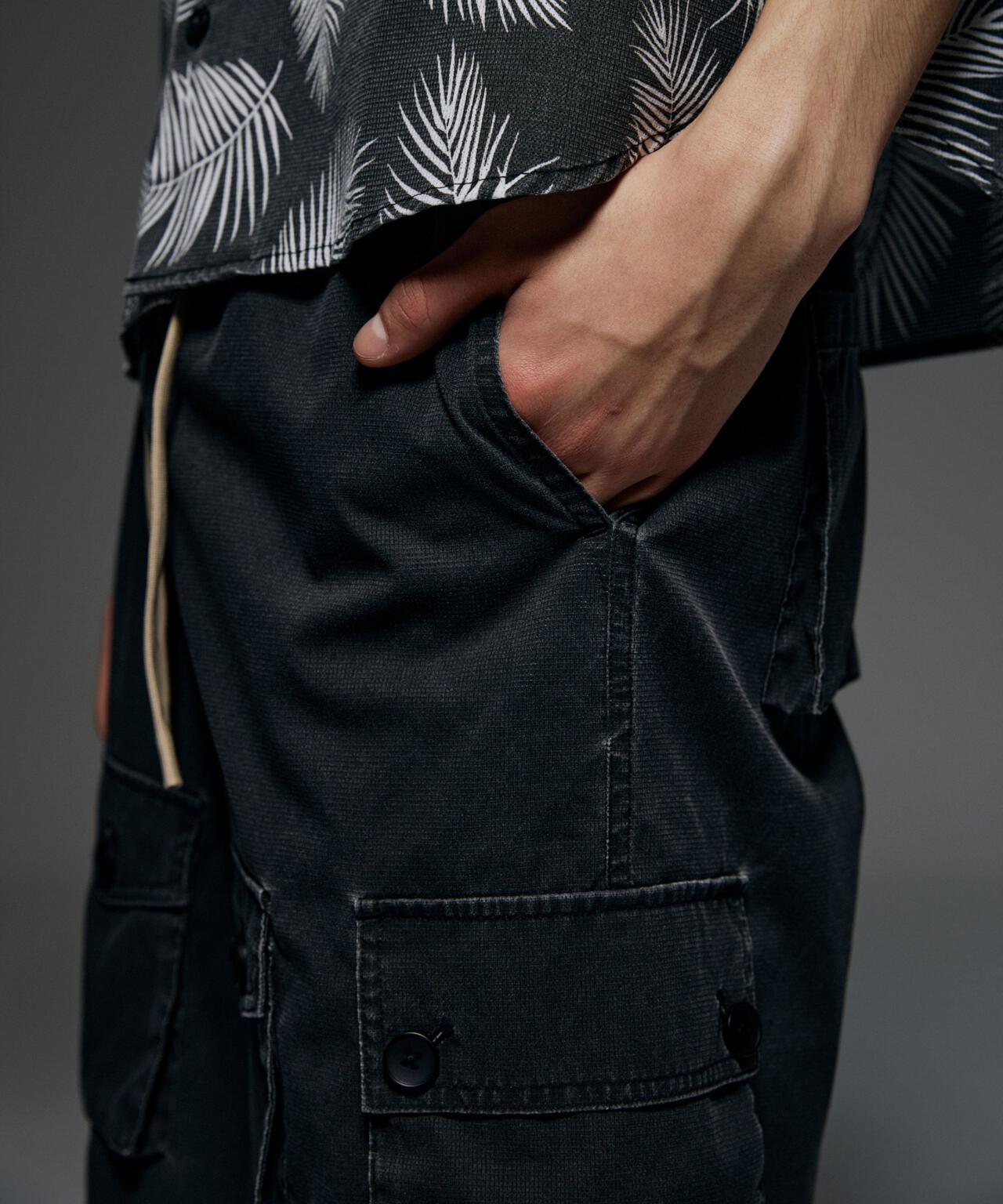 B omnivore/ビーオムニボー PIGMENT WIND CLOTH W CARGO SHORTS 工裝短褲