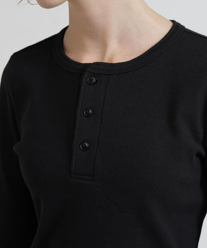 長袖 Henley領 T恤 DAILY/WOMAN L/S HENLEY NECK T-SHIRT