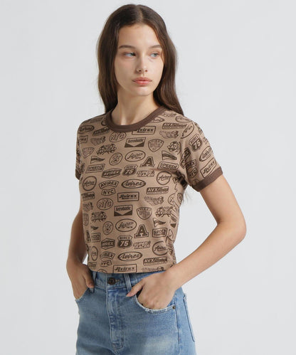全印花貼章設計 S/S RINGER PATCH MOTIF FULL PRINT T-SHIRT T恤 《直営店限定》