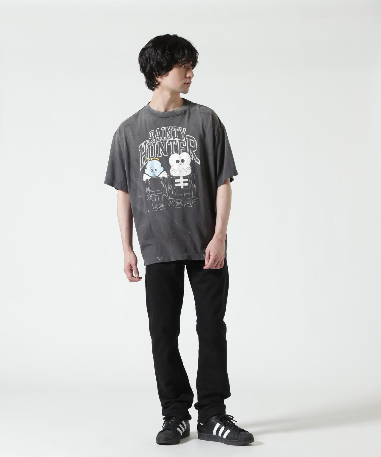 SAINT MICHAEL BH_SS T SKULL-K&BABY 黑色T恤