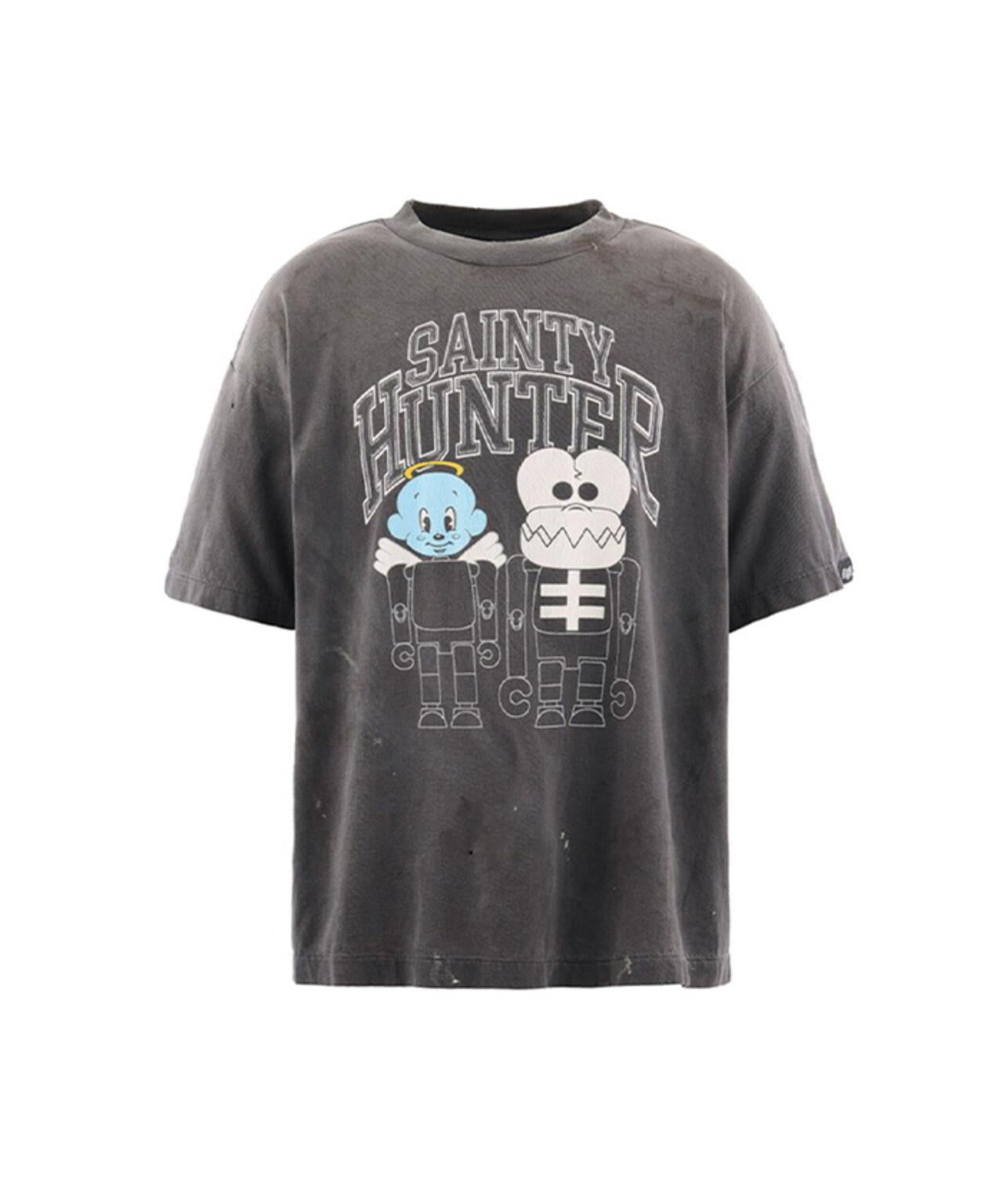 SAINT MICHAEL BH_SS T SKULL-K&BABY 黑色T恤