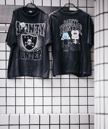 SAINT MICHAEL BH_SS T SKULL-K&BABY 黑色T恤