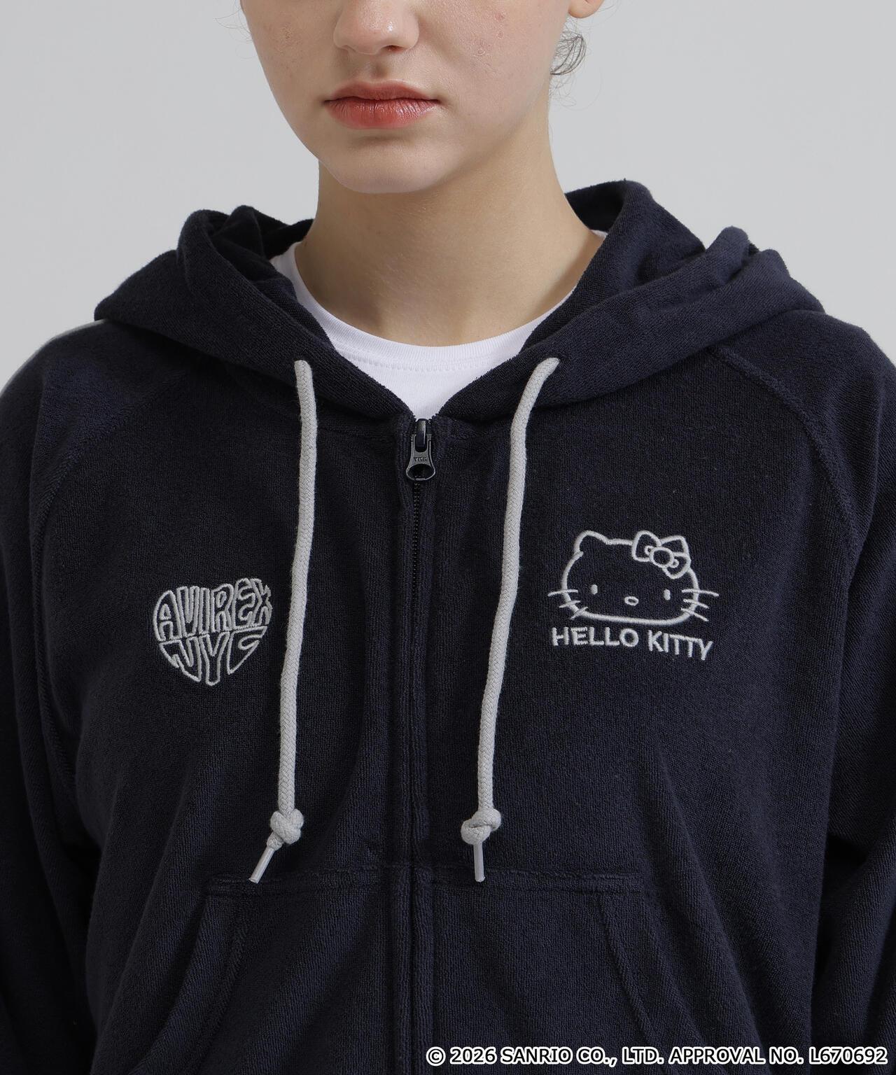 AVIREX×HELLO KITTY 毛巾布連帽衛衣