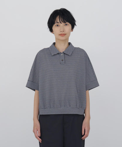 《接觸冷感》 Finley格紋翻領 針織上衣