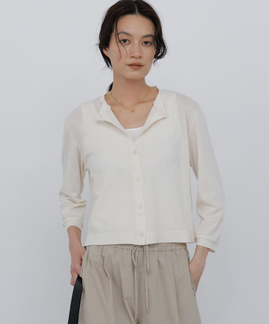 《接觸冷感 / 洗える》 羅紋針織開衫