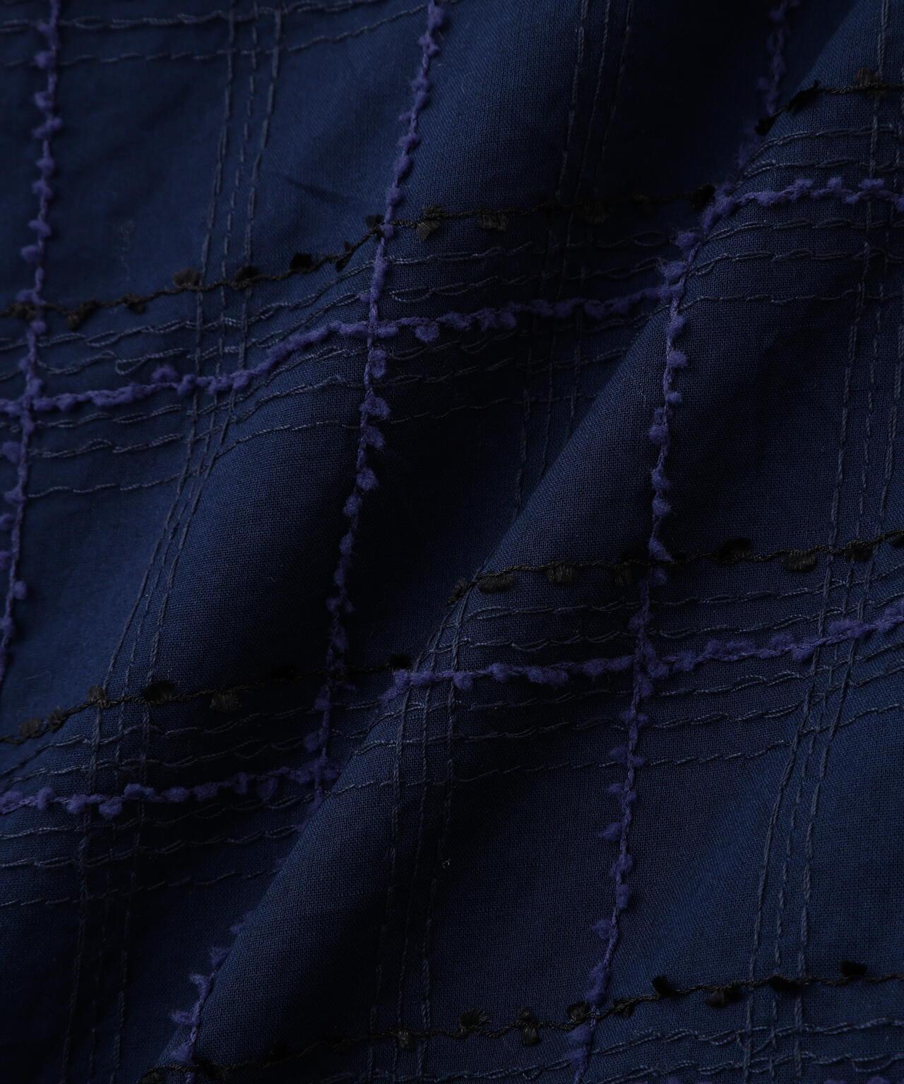 《洗える》 毛絨刺繡格紋 褲子
