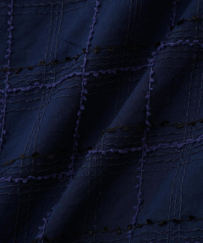 《洗える》 毛絨刺繡格紋 褲子