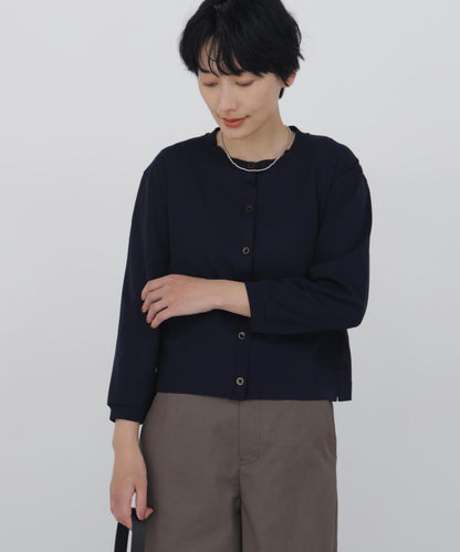《接觸冷感 / 洗える》 羅紋針織開衫
