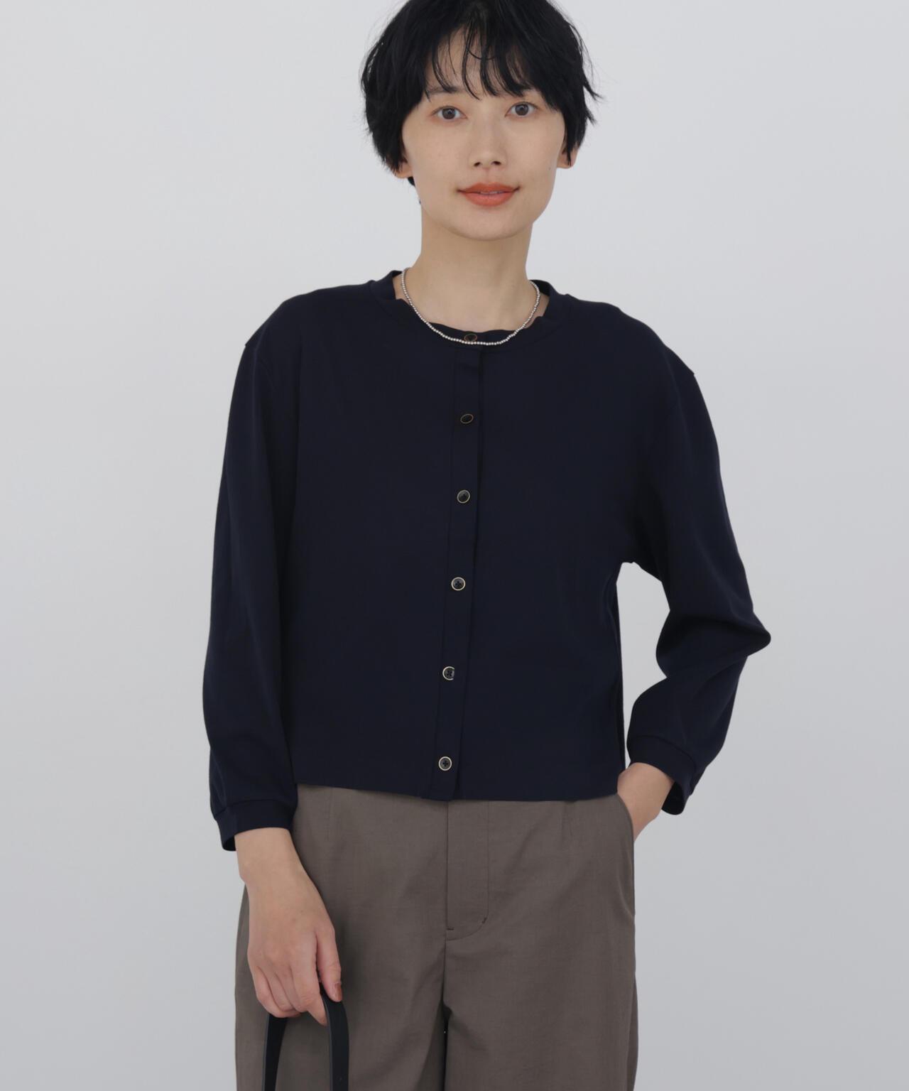 《接觸冷感 / 洗える》 羅紋針織開衫