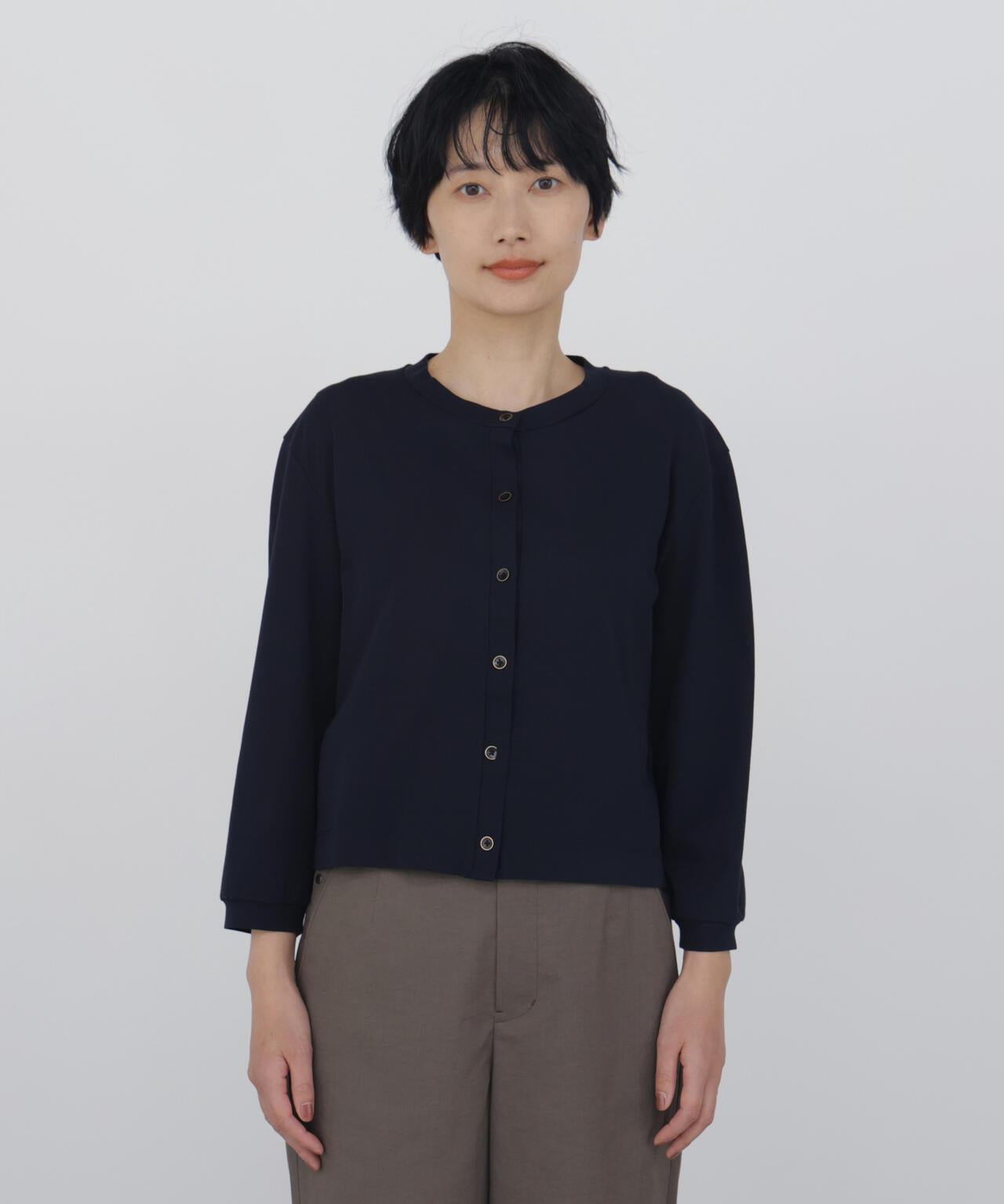 《接觸冷感 / 洗える》 羅紋針織開衫