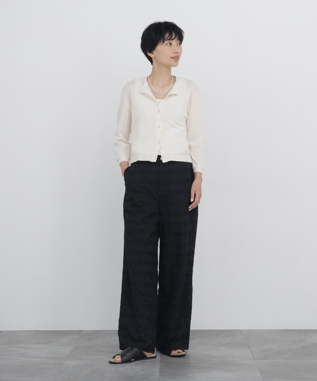 《接觸冷感 / 洗える》 羅紋針織開衫