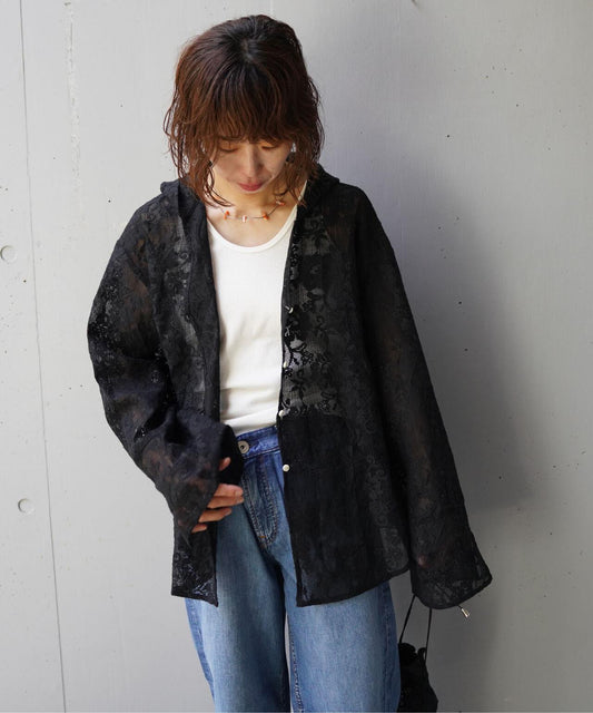蕾絲設計 PORTABLE LACE HOODIE 連帽上衣