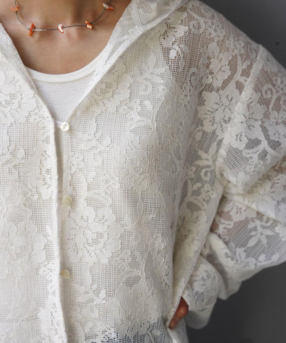蕾絲設計 PORTABLE LACE HOODIE 連帽上衣