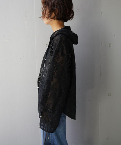 蕾絲設計 PORTABLE LACE HOODIE 連帽上衣