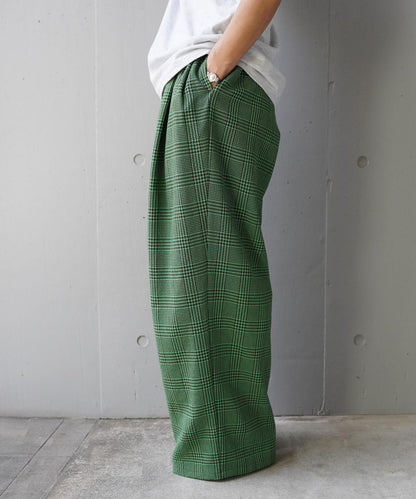 YENN PLAID TUCK EASY PT 格紋褶飾休閒褲