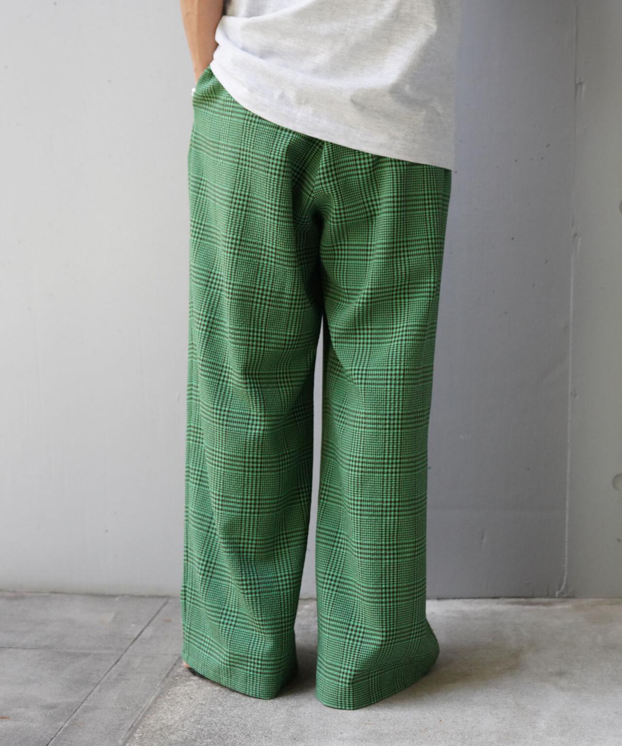 YENN PLAID TUCK EASY PT 格紋褶飾休閒褲
