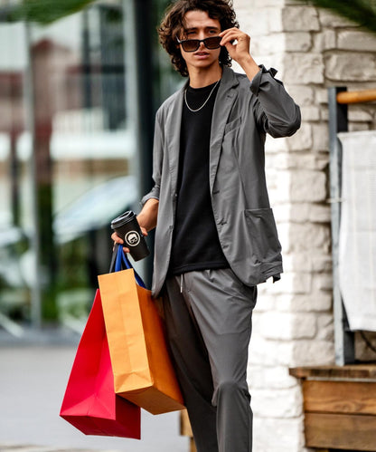 PIUORO NYLON TRICOT 打褶設計 尼龍經編 束腳褲