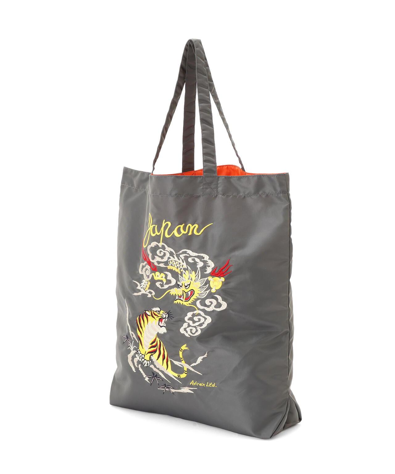 DRAGON & TIGER 圖案 NYLON 材質 托特包
