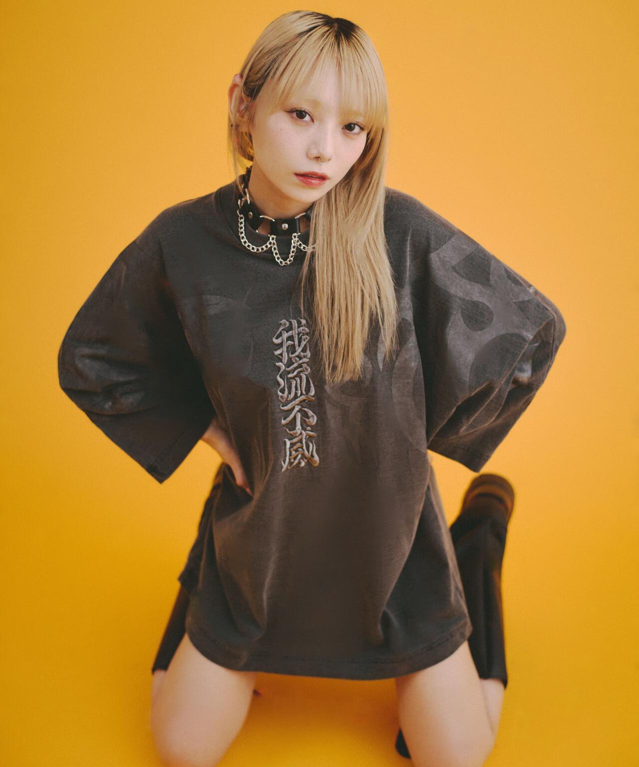 GALFY 水洗做舊 蝙蝠袖 中二病圖案 寬鬆短袖T恤 LHP
