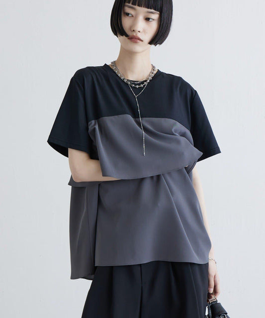 荷葉擺拼接T恤
