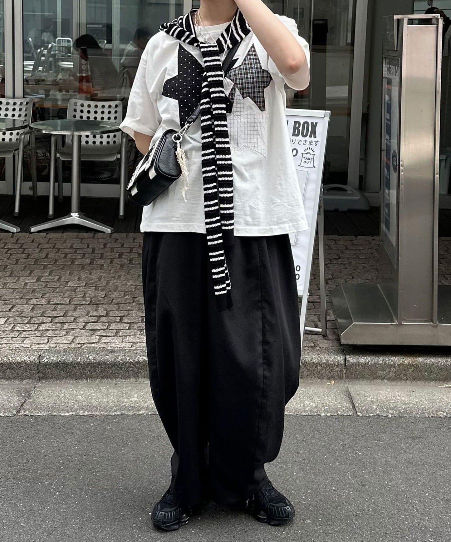 條紋針織連帽